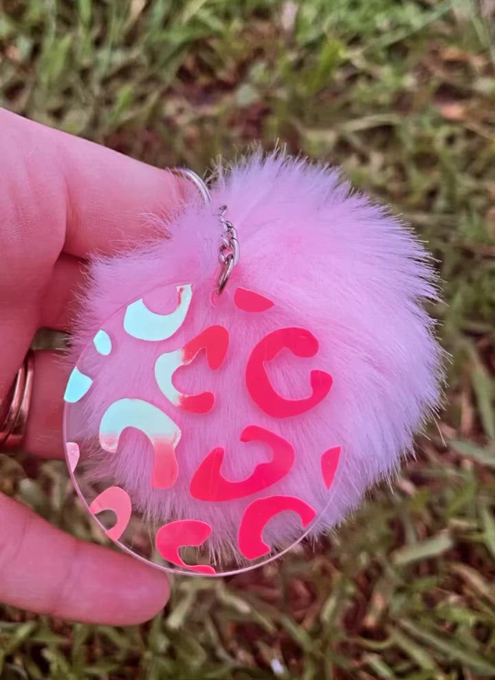 Pink Leopard Keychain