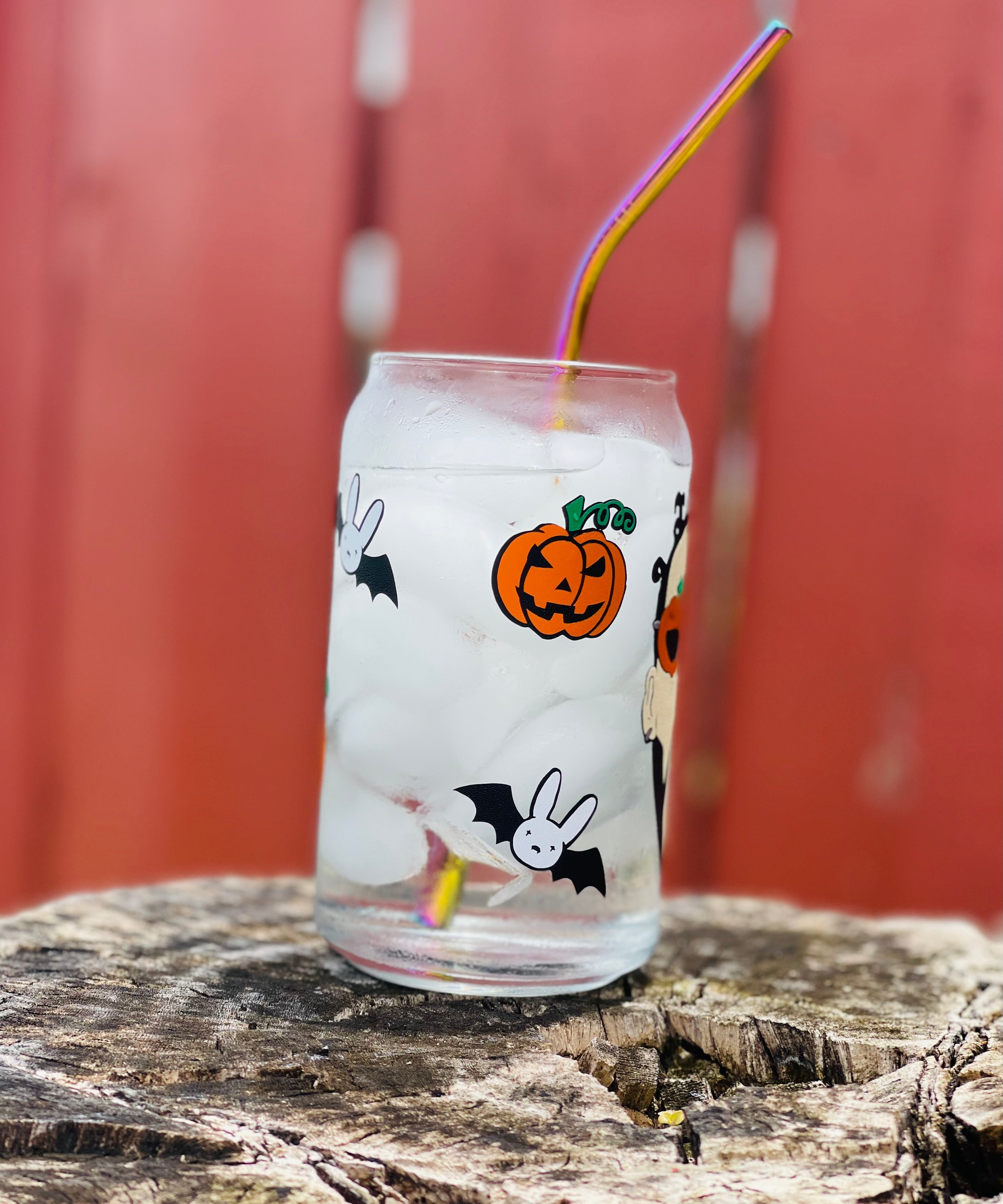 Bad Bunny Halloween Glass