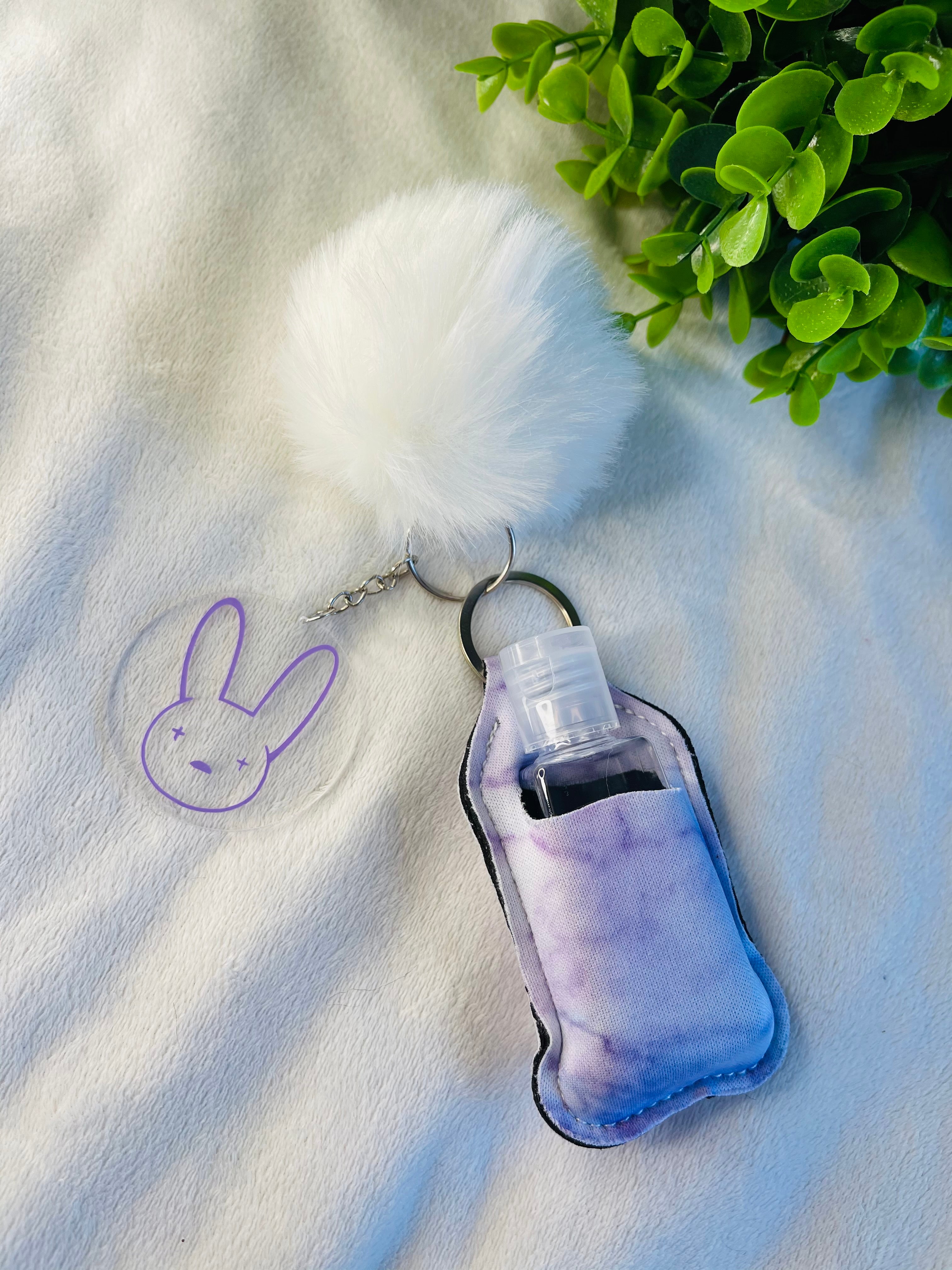 Bad Bunny Keychain with Hand Sanitizer Holder