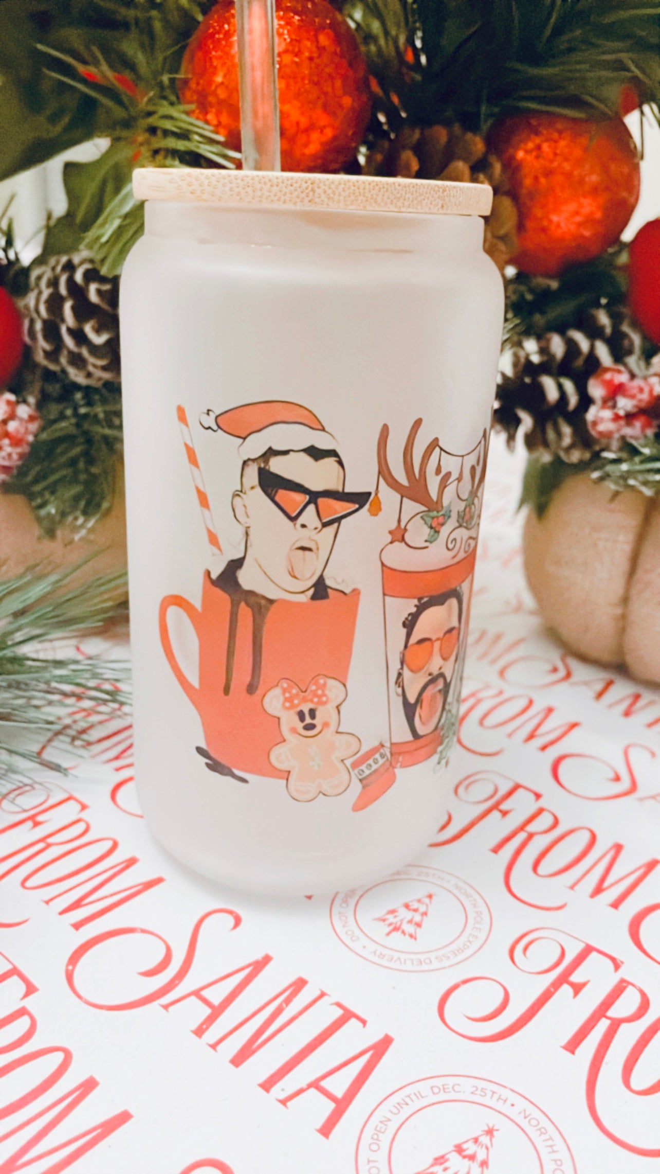 Bad Bunny Christmas Glass Can