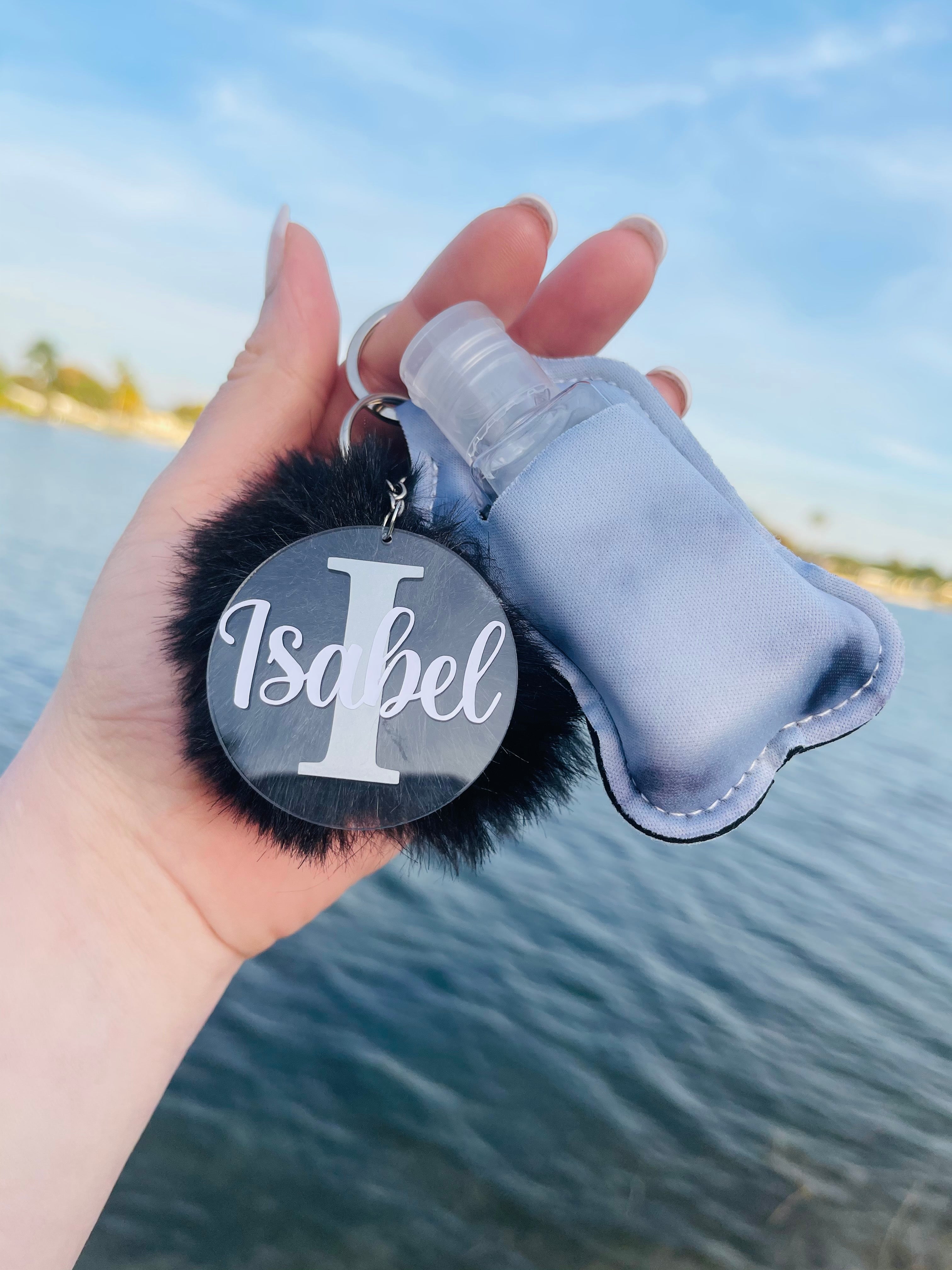 Personalized Name Keychain with Hand Sanitizer Holder