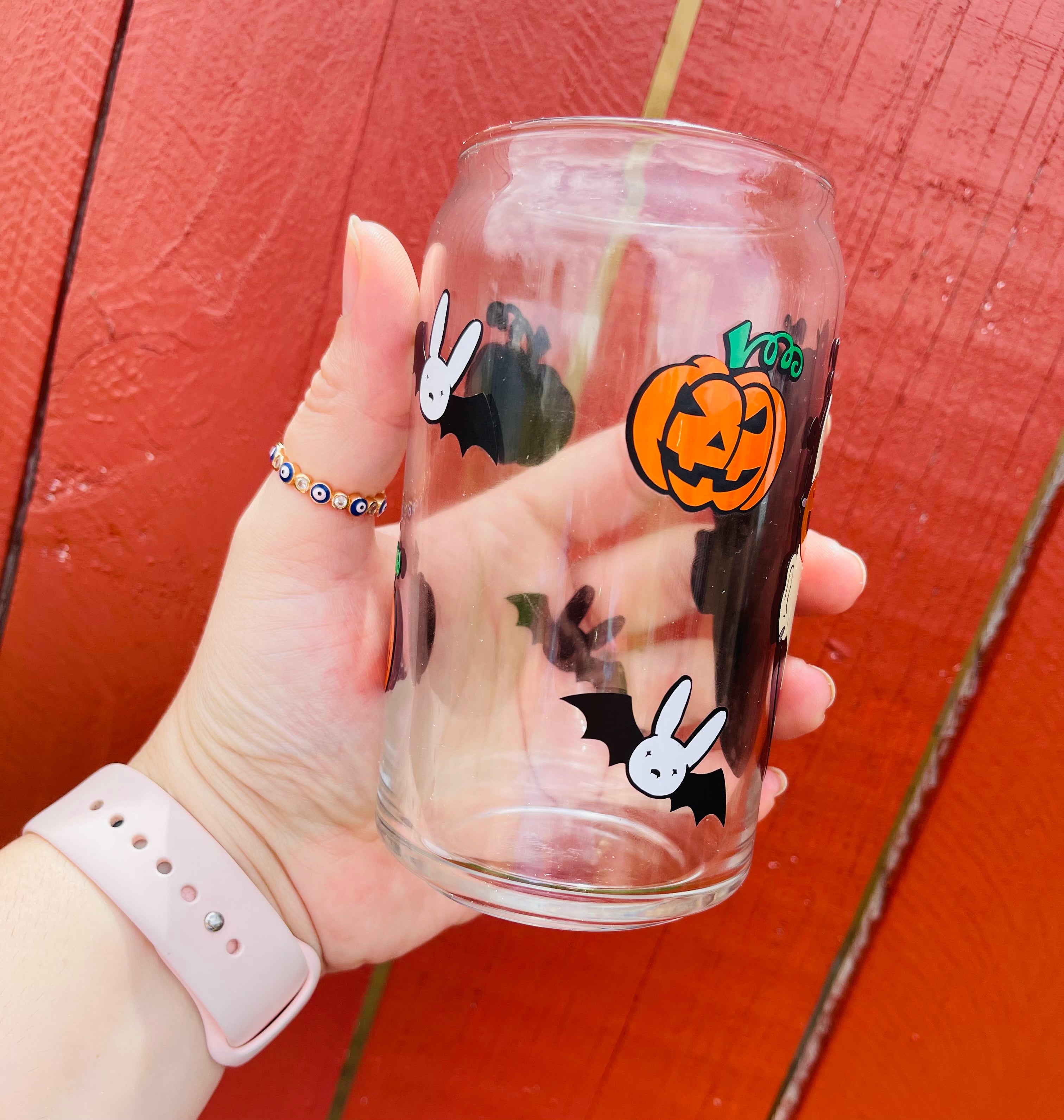 Bad Bunny Halloween Glass